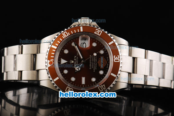 Rolex Submariner Swiss ETA 2836 Automatic Movement Full Steel Case/Strap with Brown Dial and Brown Bezel - Click Image to Close